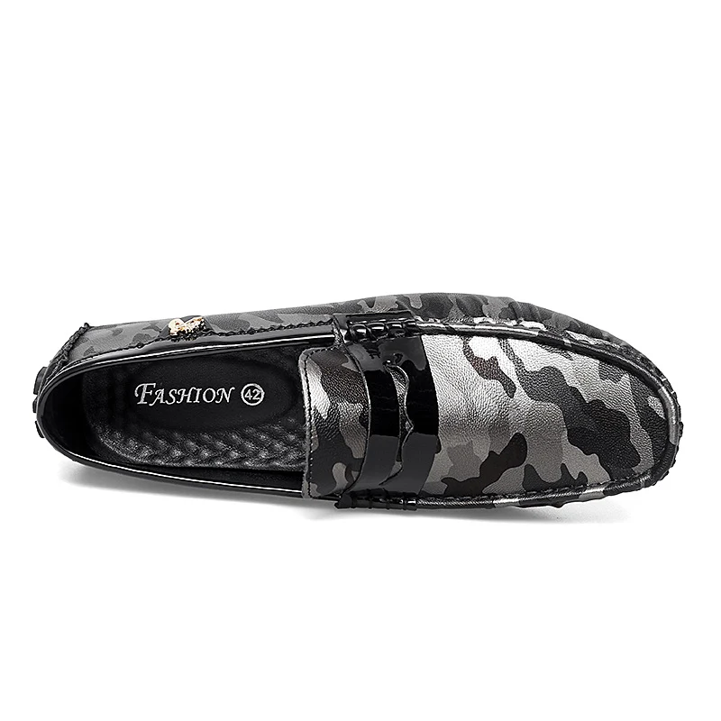 Camouflage Penny Loafers Men Big Size 35-48 Luxury Gold Silver Moccasins Men Slip on Flats Lazy Shoes Men Leather Casual Shoes