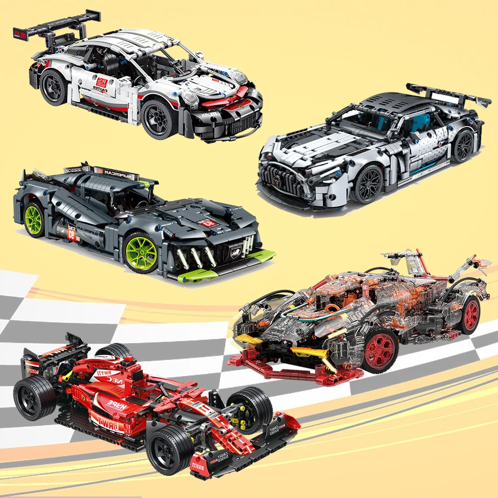

Креативная модель гоночного автомобиля «сделай сам», комплект строительных кирпичей, расширенные строительные игрушки MOC для взрослых, мальчиков и девочек, идея праздничного подарка