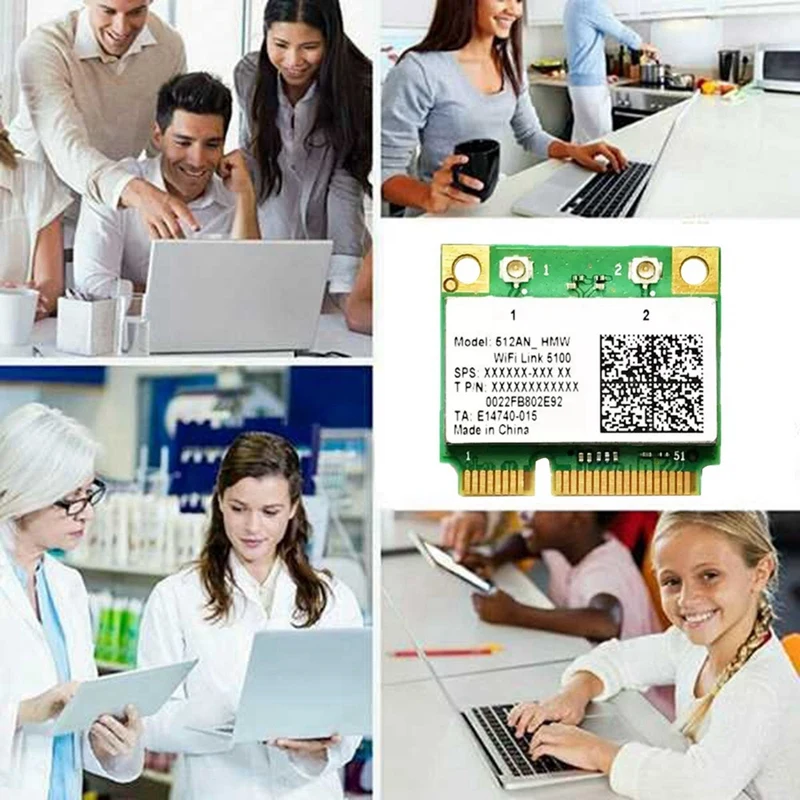 5100AGN WiFi Card+8dBi Antenna 2.4G&5G 300Mbps MINIPCIE Wireless Network Card for , , , Hasee Laptop-A82Z