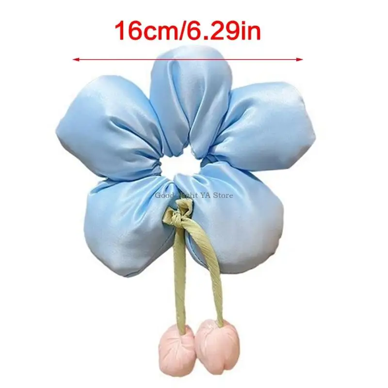 Elástico flor cabelo scrunchie para crianças meninas elástico tecido arcos rabo cavalo titular laço cabelo suave para o