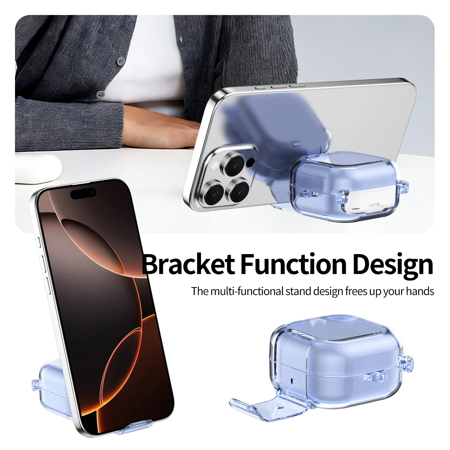 

Case Sleeve for Samsung Buds4/Buds4Pro Wireless Earbuds Protective Cover for Buds 4/Buds 4Pro Shockproof Shell with Phone Holder