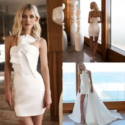 Vestido de novia corto personalizado con cuello halter y falda desmontable, princesa elegante vestido de fiesta nupcial de, simple y sexy, Playa y jardín, nuevo