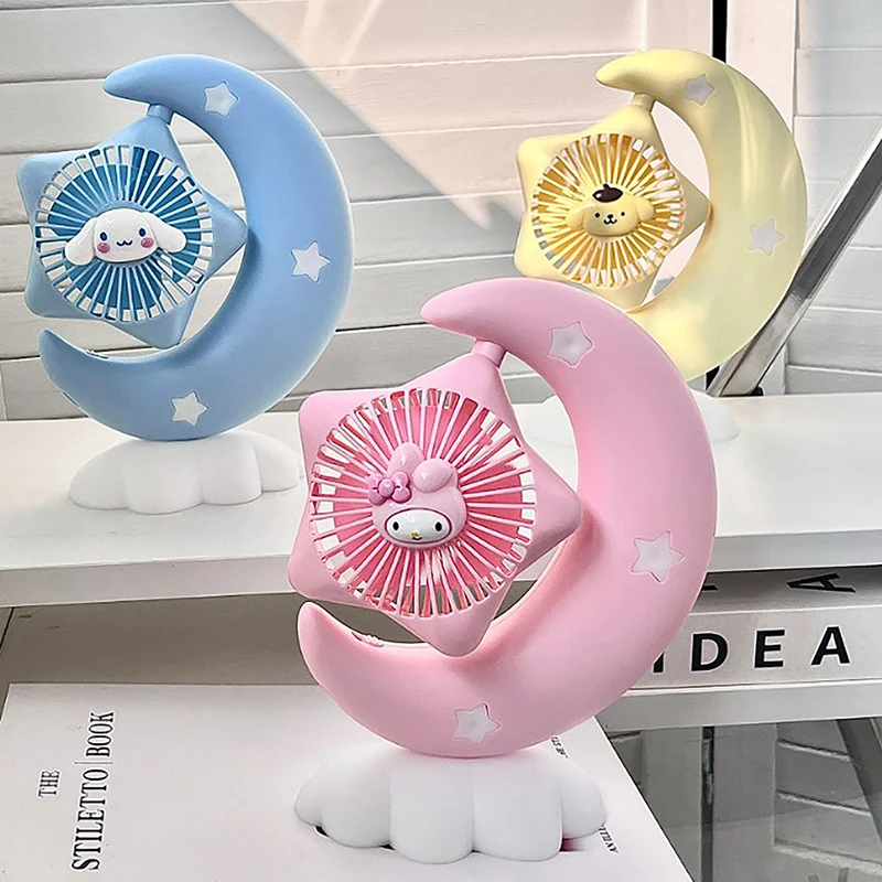 Sanrio My Melody Cinnamoroll creative cute cartoon bedroom desktop USB fan table lamp four kinds of light switch night light