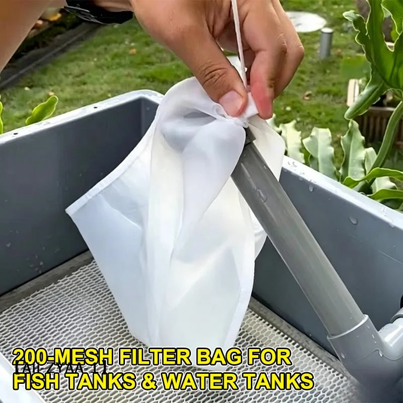 【A】200 Nano Mesh Reusable Aquarium Filter Bag with Drawstring, Fish Tank Filter Media Bag