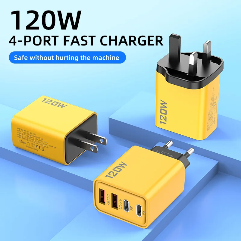 Cross-border New Double PD+ Double Type-c Mobile Phone Charging Head US Regulation Multi-port Charger Head Fast Charge