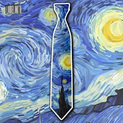 Starry Night Van Gogh Neckties Abstract Art Oil Painting Retro Men Women Polyester Tie Business Party Casual Shirt Accessories