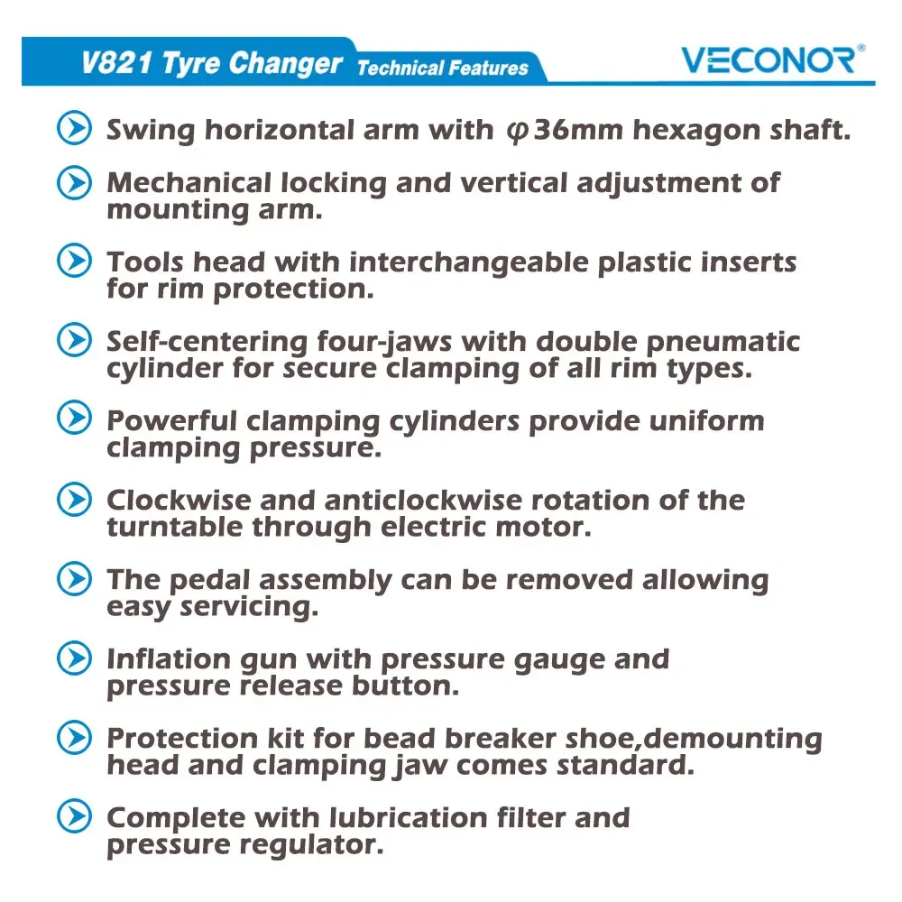 V821 Semi-automatic Car Tire Changer Machine for Rims up to 21\