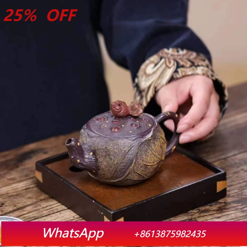 

Yixing Raw Ore Purple Clay Teapot Goldfish Lotus Seed Pot Creative Boutique Biomimetic Pot Kung Fu Tea Set Teapot