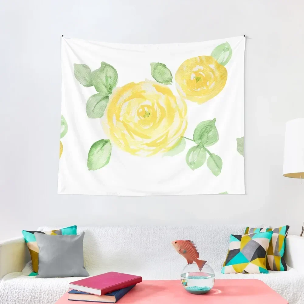 

Watercolor yellow roses Tapestry Decorative Wall Mural Room Decorations Aesthetic Room Decor Korean Bedrooms Decor Tapestry