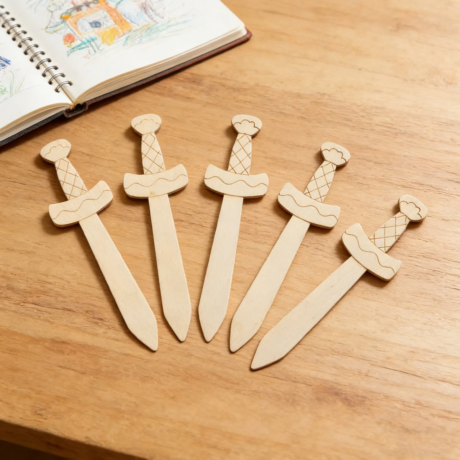 20Pcs Wooden Swords to Decorate Unfinished Wood Sword Craft Shapes for Birthday Party Classroom Family Bonding Creative Painting - view 3