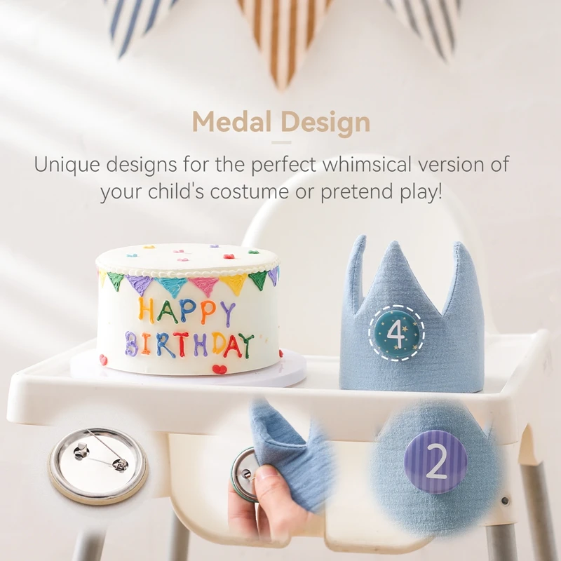 Newborn Photography Accessories Birthday Crown Removable Badge Costume cotton hat for Babies Photography Custom Age Baby Stuff