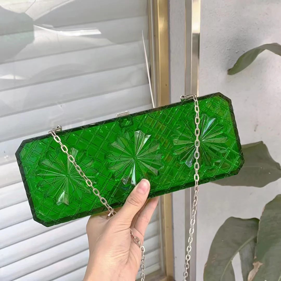 2024 New Clear Acrylic Box Evening Clutch Bags Women Boutique Chain Transparent Woman‘s Clutch Bag Purse and Handbags Wedding