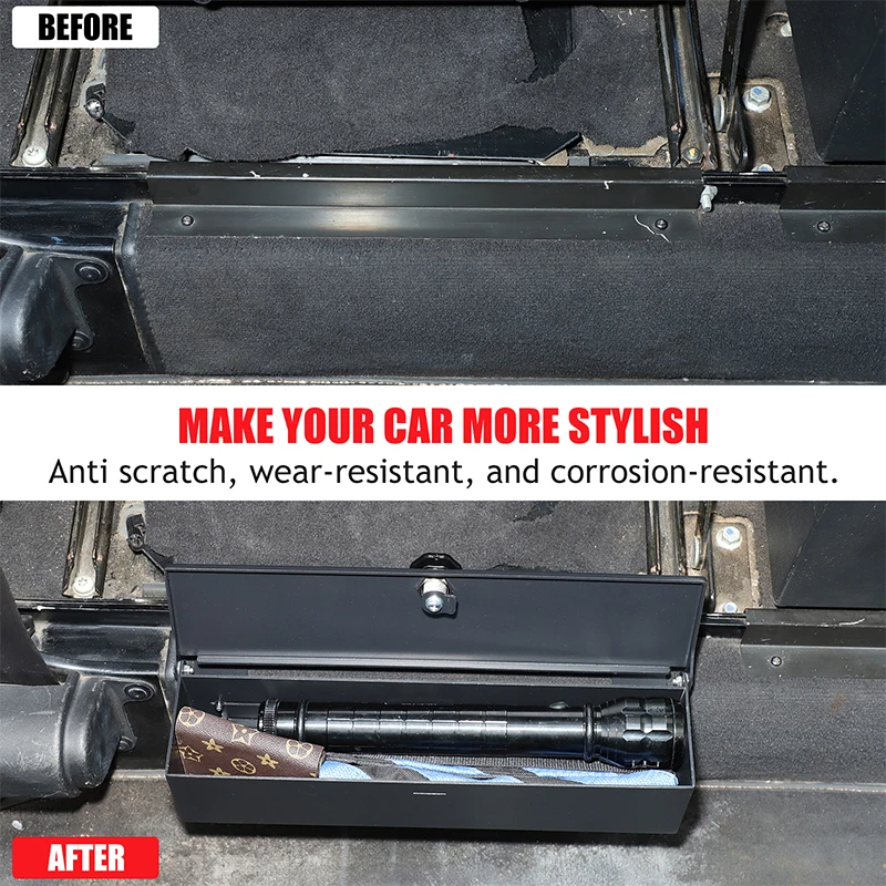 

1Pcs Aluminum alloy black For Land Rover Defender 90 110 2004-2018 car front seats rear lower password box car accessories