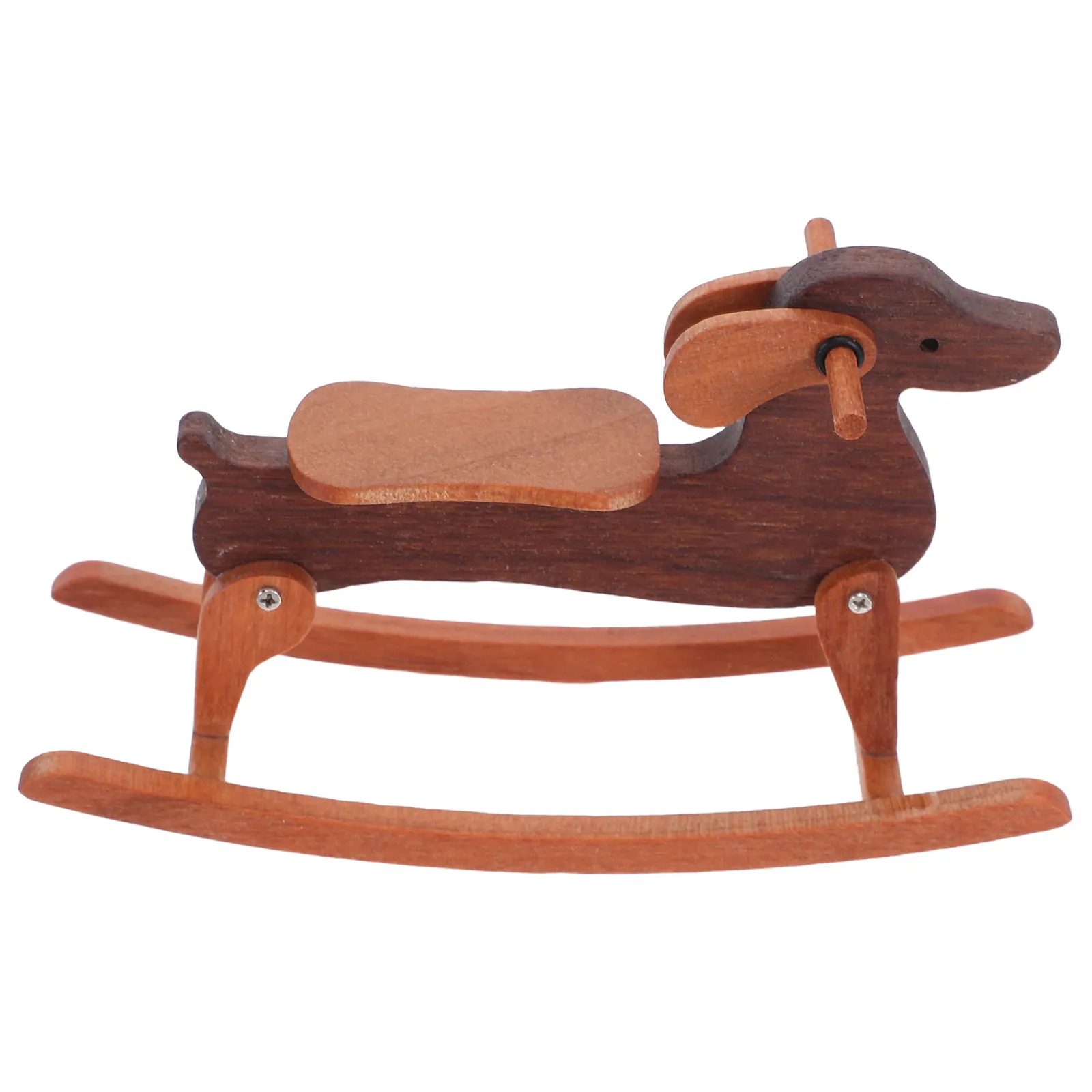 

Миниатюрная деревянная фигурка таксы-качалки, декоративное украшение для кукольного домика, детской комнаты, игровой комнаты, аксессуар для рабочего стола, настольная миниатюра