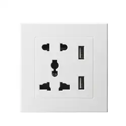 Tomada de parede universal com carregador duplo USB, adaptador de energia, tomada elétrica, Reino Unido, DC 5V, 2.1A, 220V, 13A, 220V