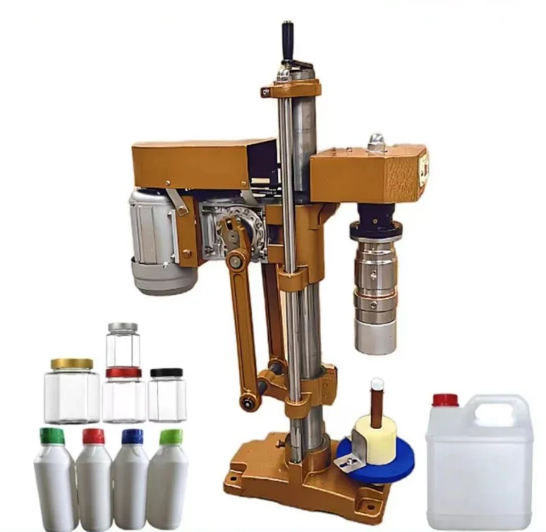 Semi-automatic Engine Beverage Aluminum Cap Plastic Cap Glass Bottle Electric Thread Capping Machine 1200 Bottles/Hour
