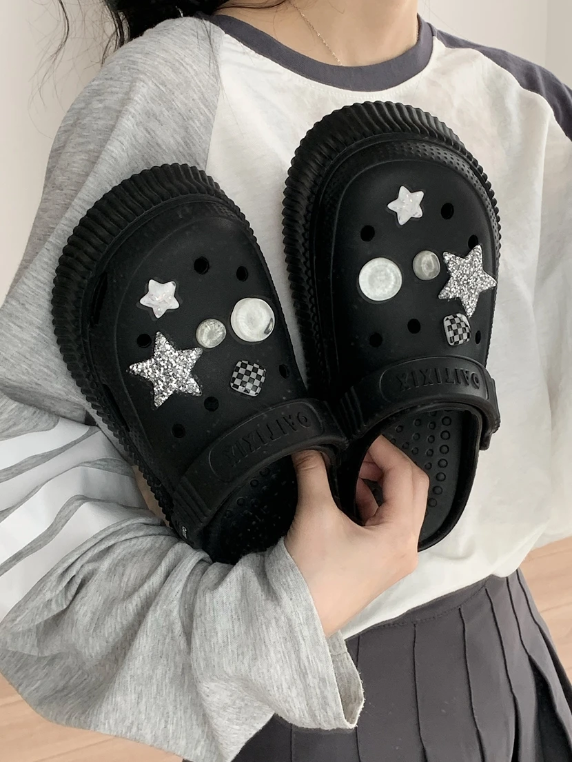 

Thick Bottom Star Hole Hole Summer Fashion Beach Shoes Women's Increased Height Cool Style Casual EVA Flat Sandals