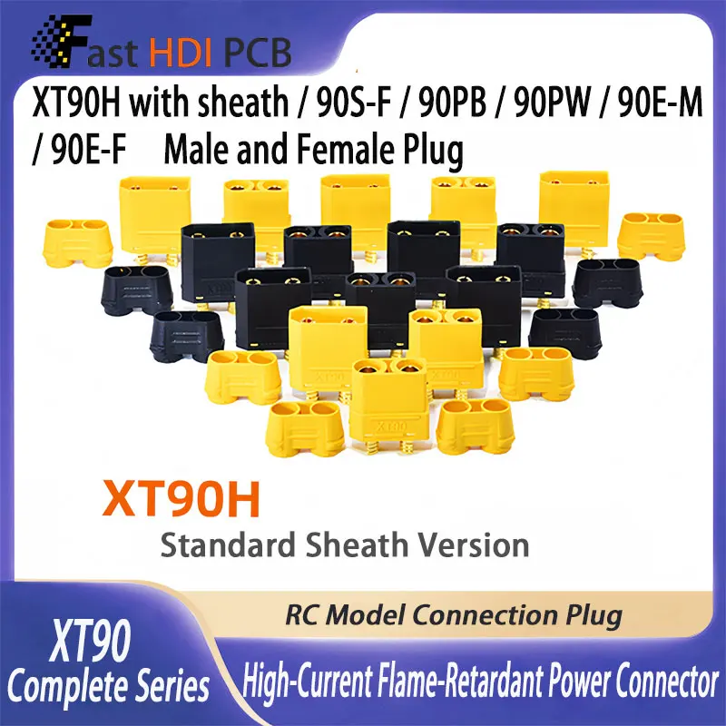 Anti-Spark XT90H-M Connector with Cap 45A High Power Gold Plated Terminals for Aerospace Military Automotive Applications