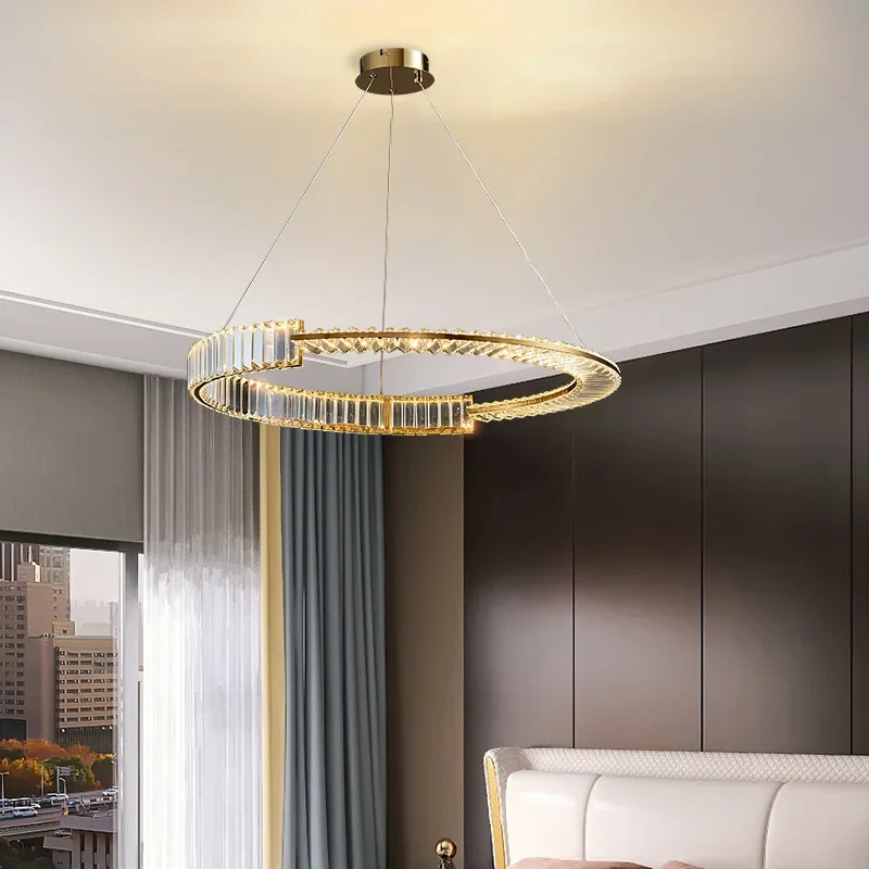 Imagem -02 - Nordic Round Led Crystal Chandelier Sala de Estar Quarto Pendant Light Villa Hotel Lâmpada de Iluminação Interior