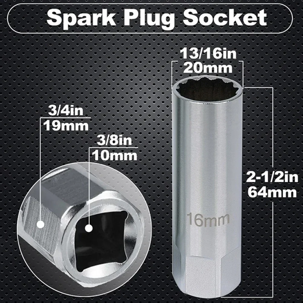 Wrench Spark Plug Socket Tool 62mm Silver 18 5 20mm 1pcs Sleeve Socket 12 point 3 8 Inch Chrome Vanadium Steel