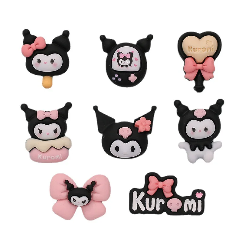 10Pcs Kawaii Sanrios Anime Kuromi Black Series Cartoon Flatback Resin Miniatures DIY Crafts Phone Case Shell Patch Accessories