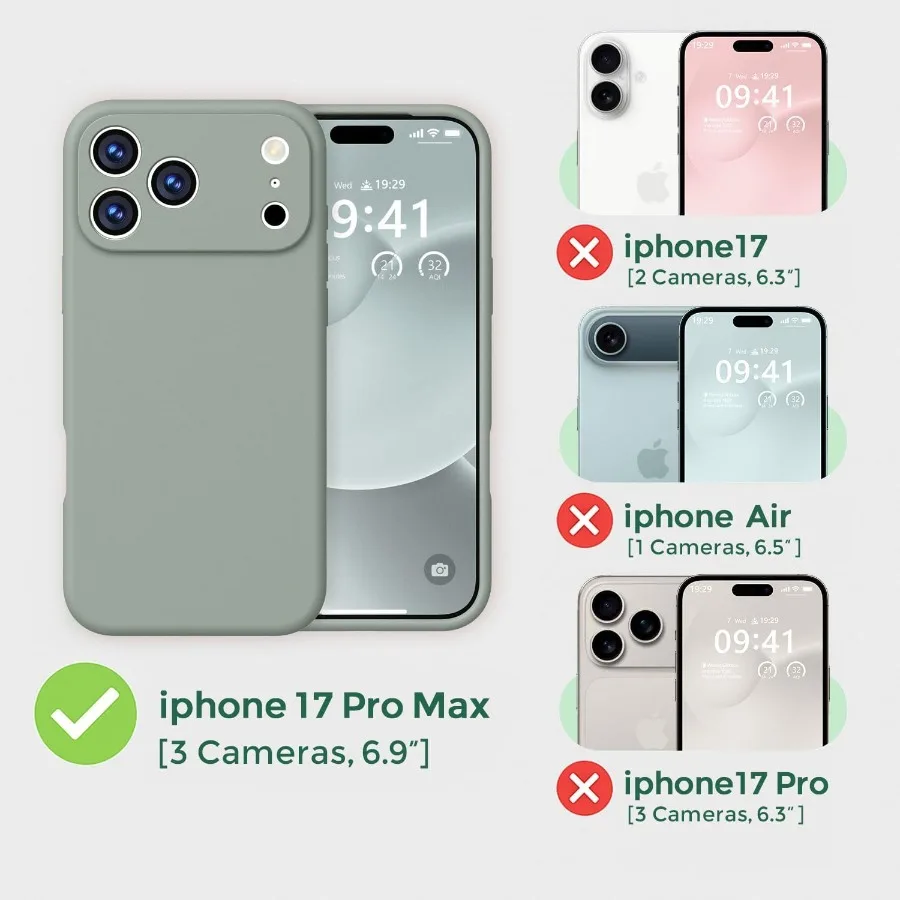 حافظة مغناطيسية لهاتف آيفون 17 برو ماكس 6.9 بوصة مع Magsafe Compatibility Premium سيليكون ساتان ناعم الملمس Slim Shockpro