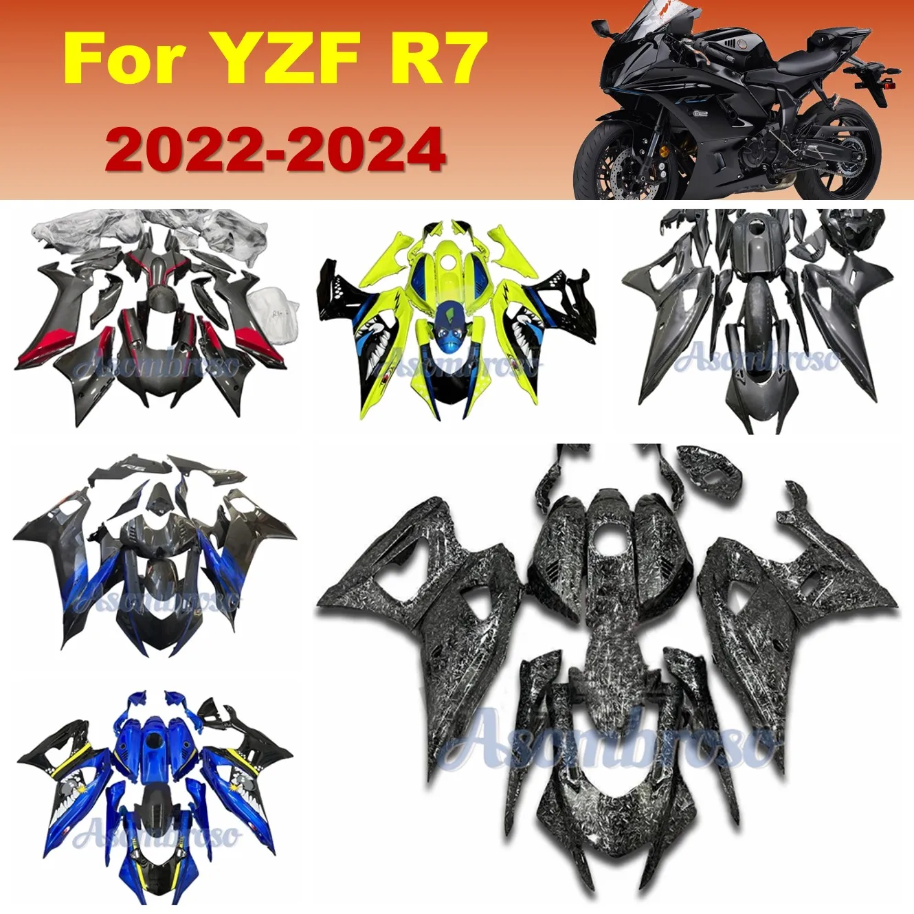 Carbon Fibre Premium Motorcycle Shell For YAMAHA YZFR7 2021 2022 2023 2024 YZF-R7 Full Fairing Kit Bodywork Cowling