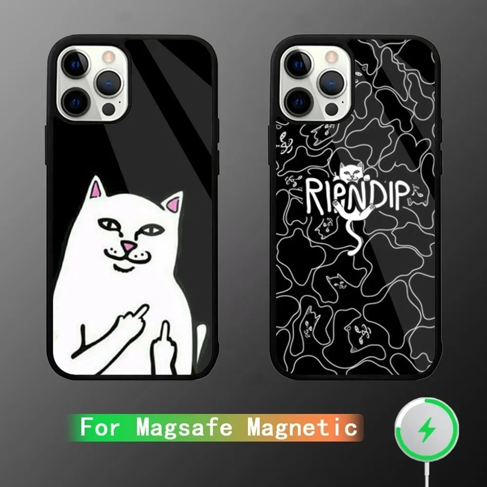 Забавный кот R-RipndipS чехол для телефона iPhone 15,14,13,12,11,Plus,Pro,Max Mini Magsafe Магнитная Беспроводная зарядка