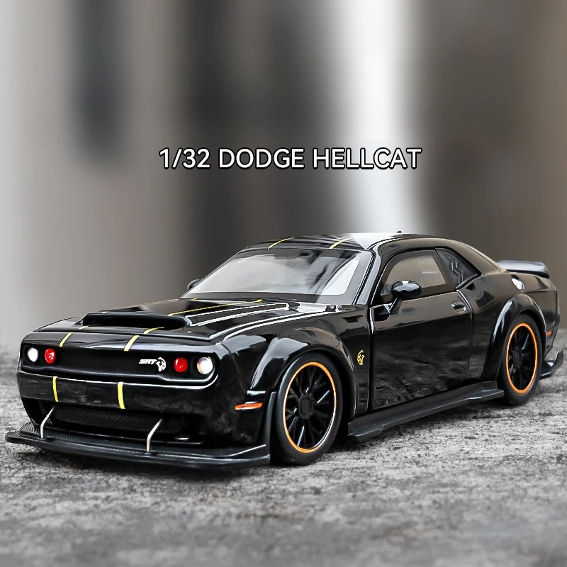 

Моделирование 1:32 Dodge Challenger Hellcat Roadster, металлическая игрушечная модель автомобиля, звук и свет, металлическая игрушечная машина с откатным механизмом, подарок для мальчика