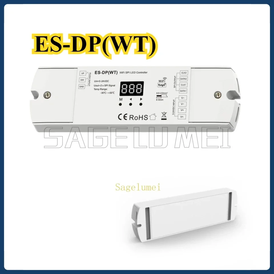 Skydance ES-DP(WT)5-24VDC WiFi SPI تحكم مزدوج الضغط على زر التحكم في ضوء الدرج لـ WS2812/2811 RGB أو شريط الضوء الأبيض Tuya #2