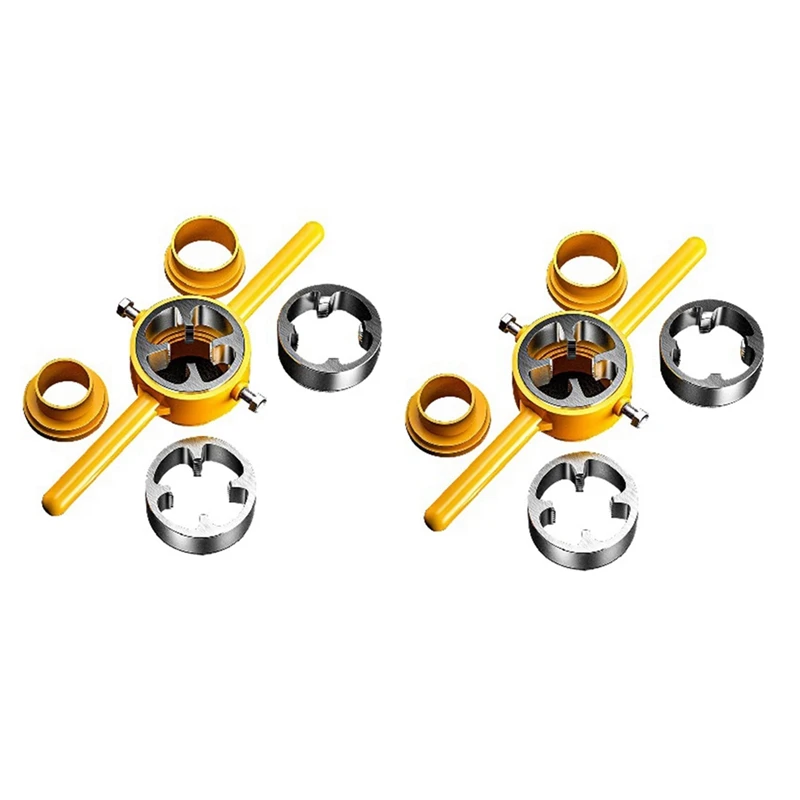 

A81M New 2 Sets Tap Wrench Of Water Pipe Die Plastic Pipe Set Manual Easy Threading Tap Wrench