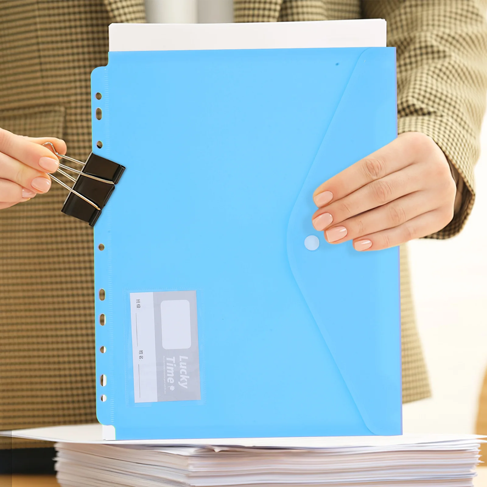 10Pcs Pocketed Page Dividers A4 Plastic File Sleeves Waterproof Document Pouches for Office Organization Stationery Travel