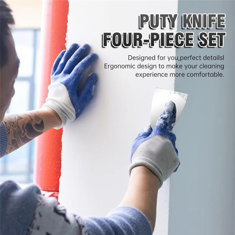 

ABBO-Stainless Steel Putty Knife Set 5Pcs, Spackle Knife Scraper 2" 3" 4" 6" 8", Wallpaper Paint Scraper Tool