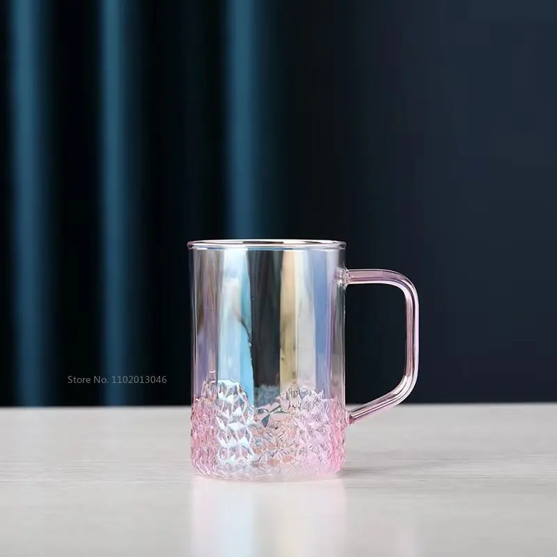 1.6L Transparent Gradient Pink Glass Teapot Set Hot Cold Water Water Jug Coffee Pot Home Water Carafe Heat-resistant Cup Kettle