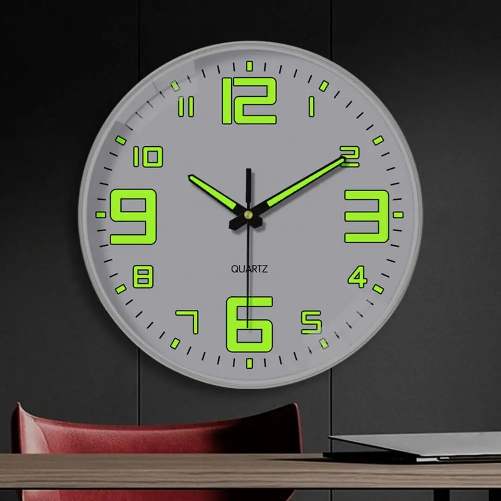 12 Inch Wall Clock Decorative Battery Operated Luminous Wall Clock Large Dial Gentle Lights Luminous Clock Digital Clock