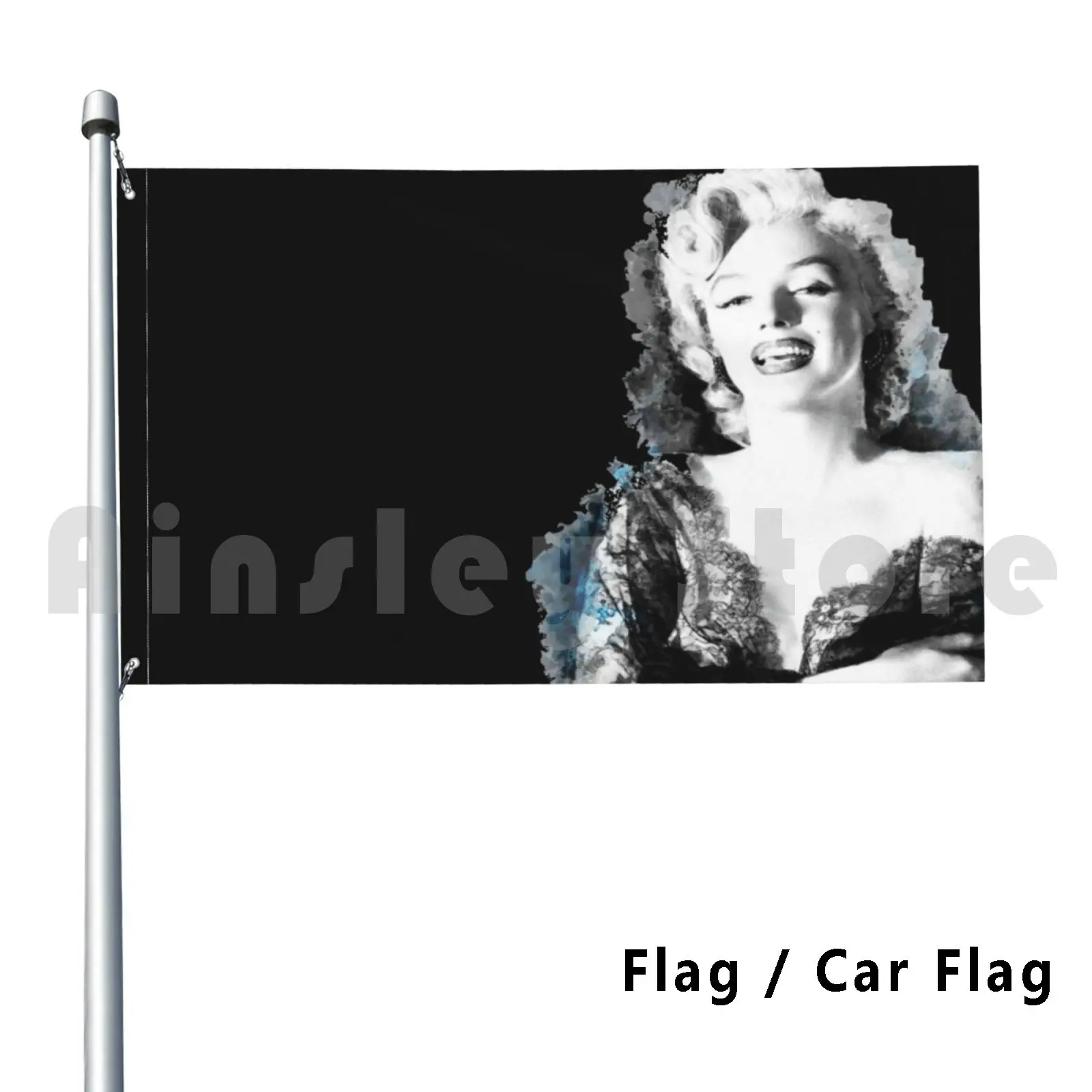 Marilyn Monroe In Black Lace Negligee | Marilyn Monroe Fan Art Outdoor Decor Flag Car Flag Marilyn Monroe Marilyn