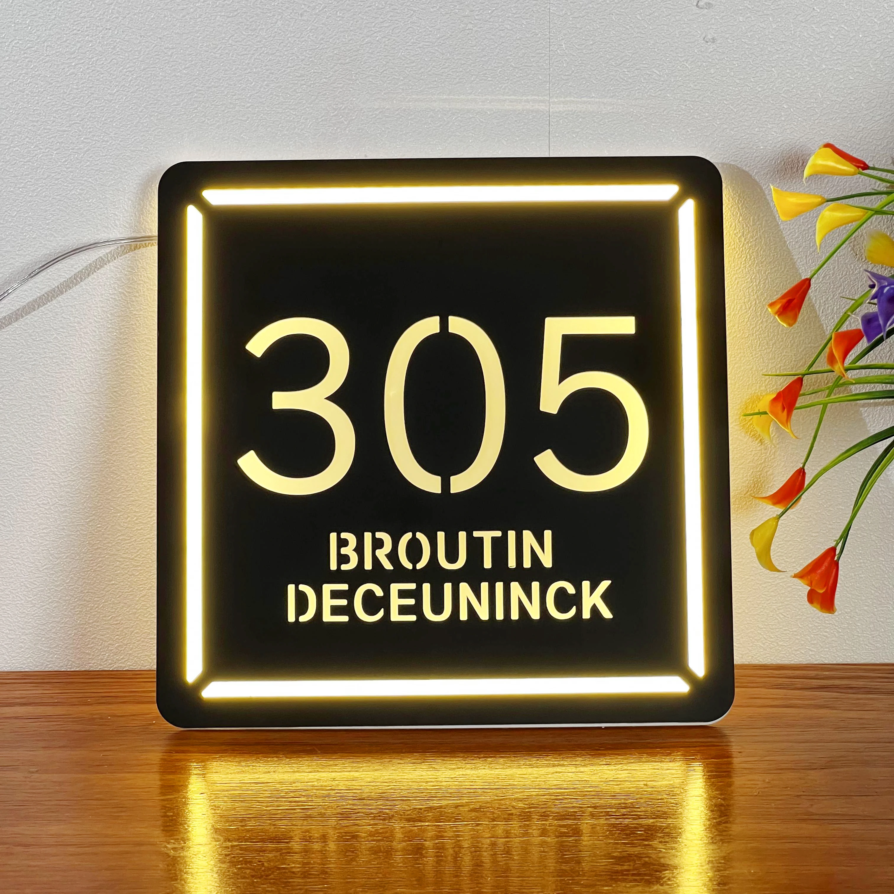 Personalized LED House Number Outdoor With USB Cable Custom Door Sign  External Large Size House Numbers Light Door Plate Decor