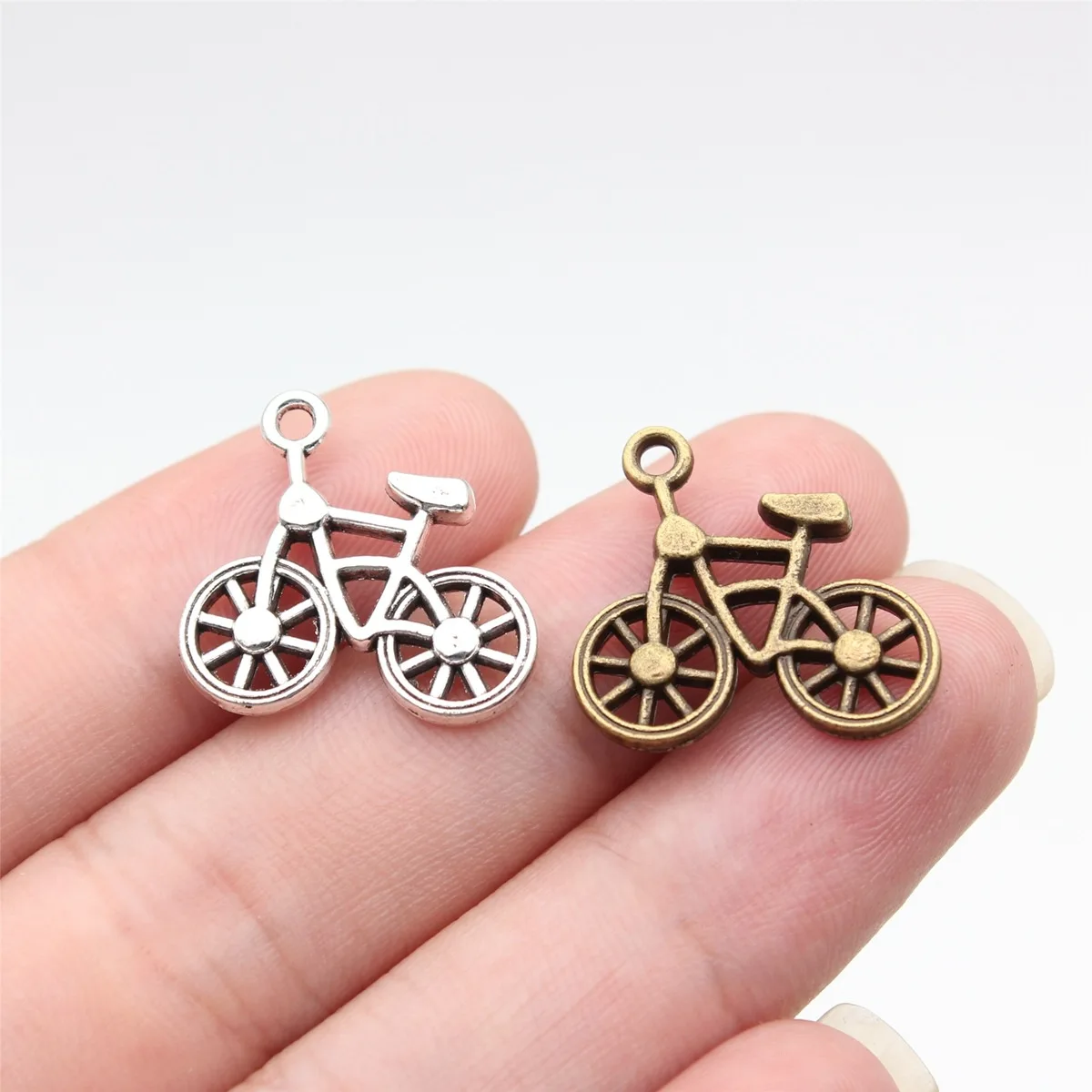 WYSIWYG 10pcs 20x19mm 2 Colors Antique Bronze Color Antique Silver Color Bicycle Charms For DIY Jewelry Making