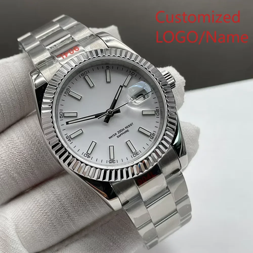 럭셔리 자동 시계 비즈니스 기계식 남성 손목시계 스테인리스 스틸 블랙 블루 사파이어 남성용 시계 맞춤형