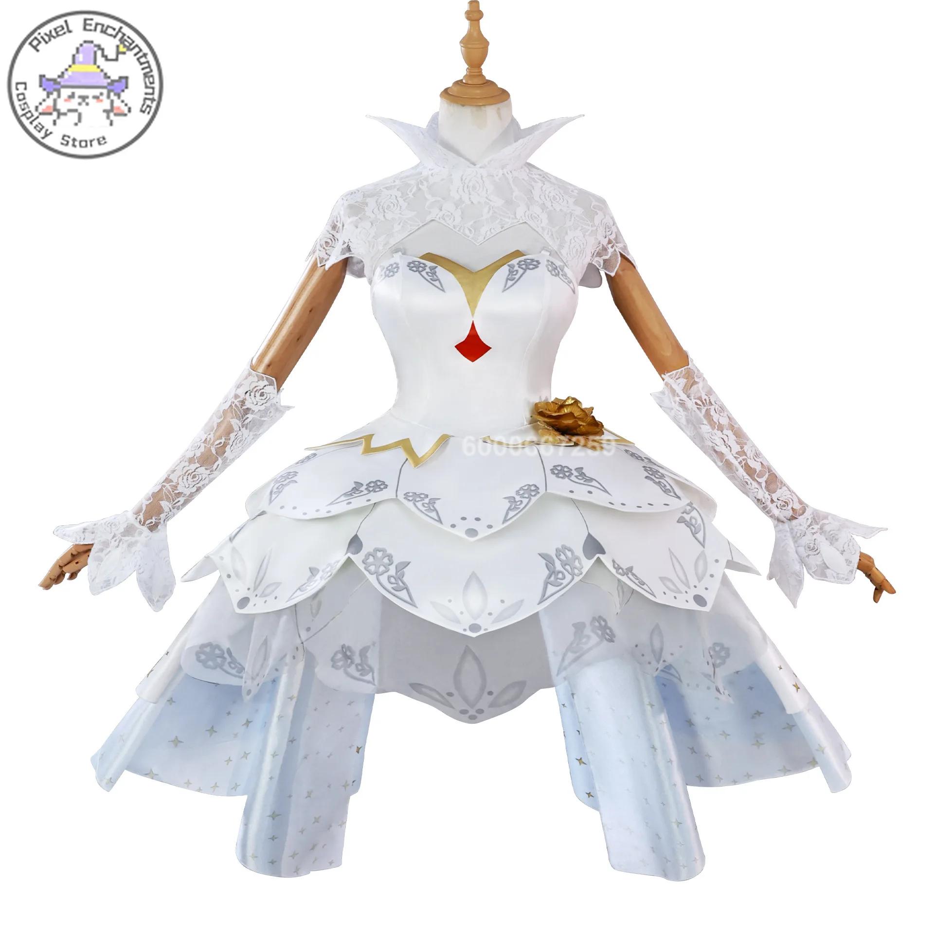 

Anime Outfit Wig Veil Props High Quality Anime Clothes (Female) Game King of Glory Xiao Qiao Cosplay Full Set Pure White Wedding
