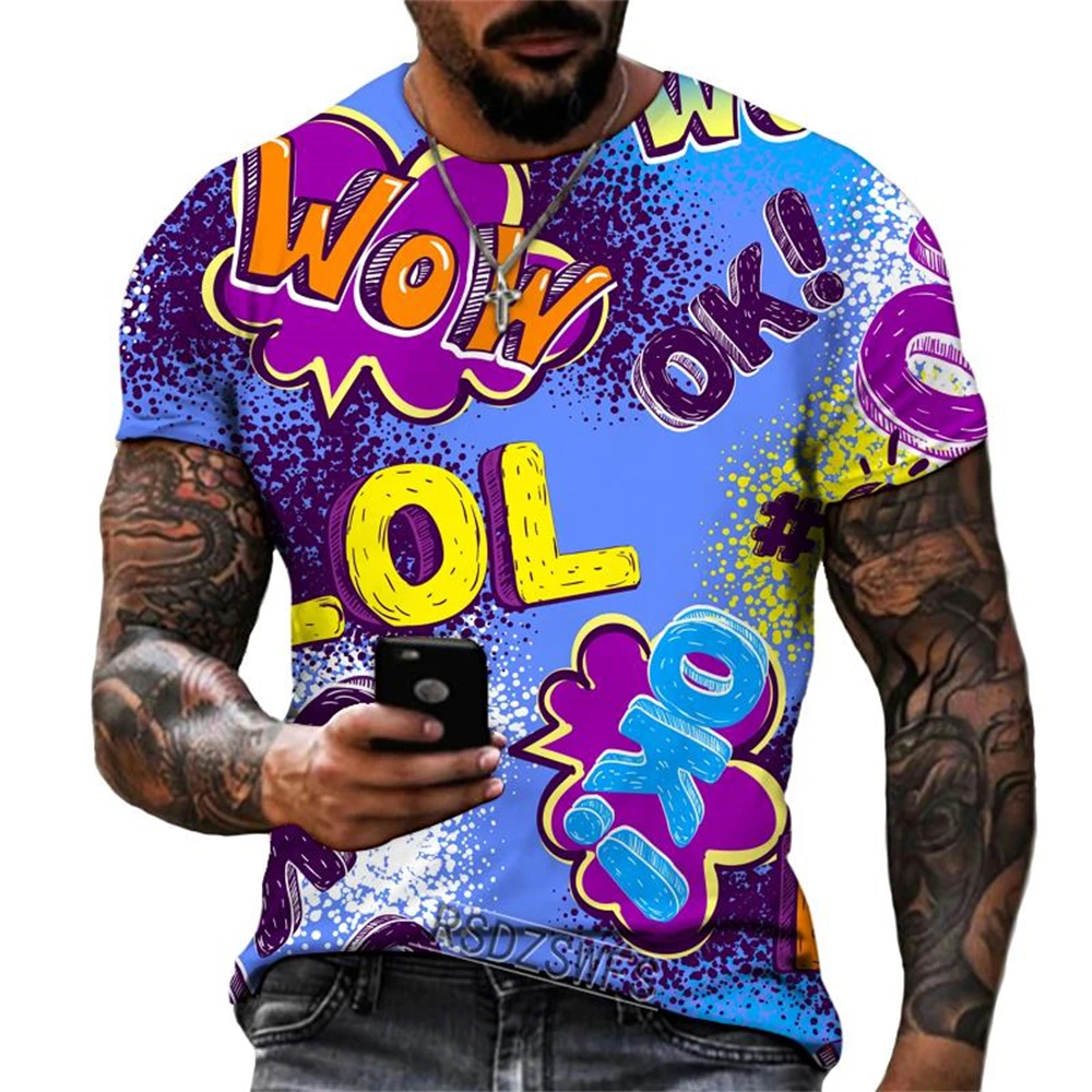 

Popular 3D Edition Men's T-shirt Funny Graffiti Pattern Summer Fashion O-Boyun T-Shirt Streetwear Harajuku Men's Boy Tees