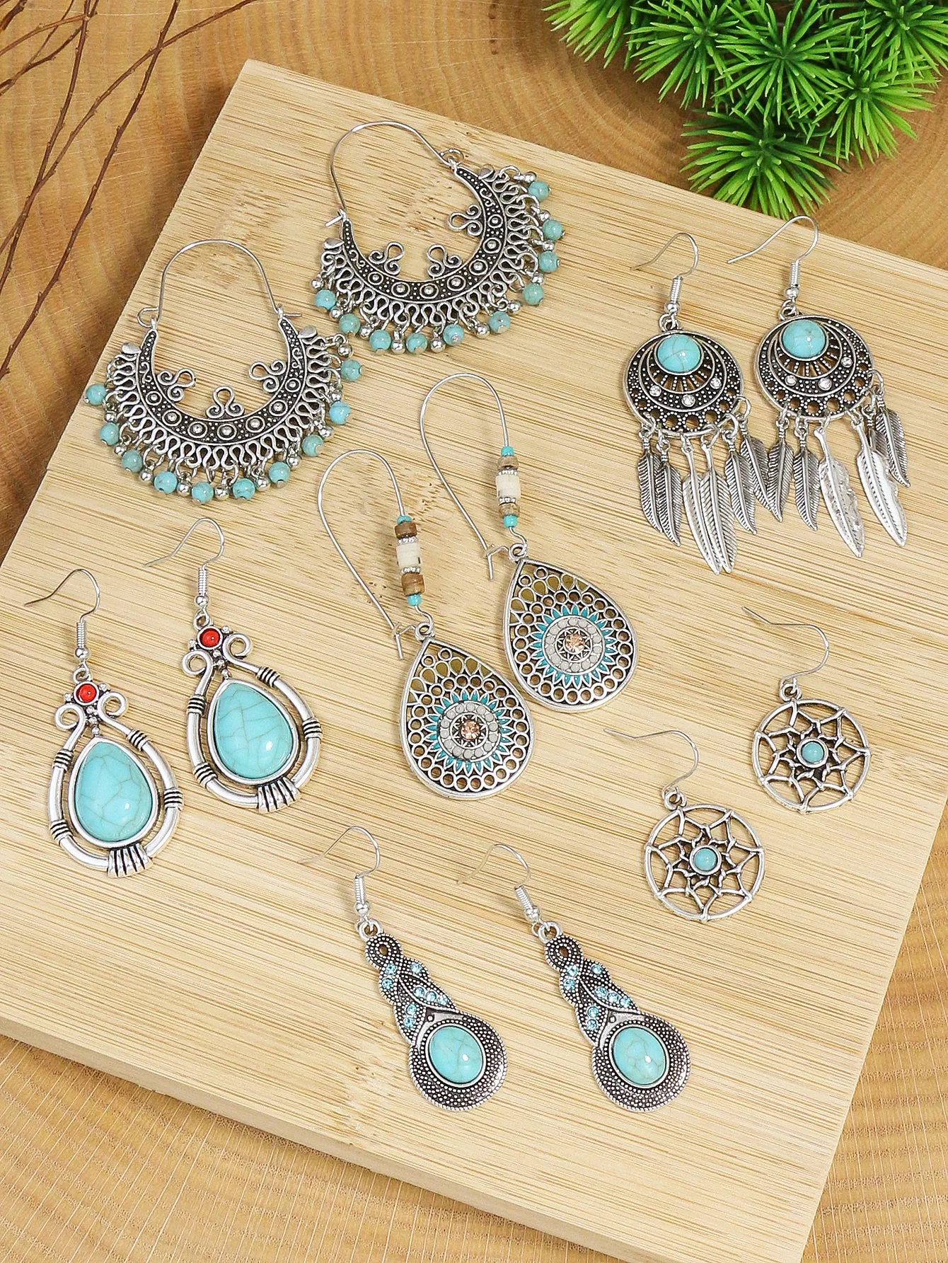 Boho Ethnic Pendant/Round Earrings For Women Vintage Fashion Earrings Set Pendientes Unusual Earring Pendant Female Jewelry