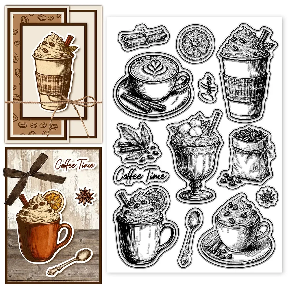Transparente PVC-Stempel für DIY-Scrapbooking, Fotoalbum, dekorative Kartenherstellung, Getränke, 160 x 110 mm