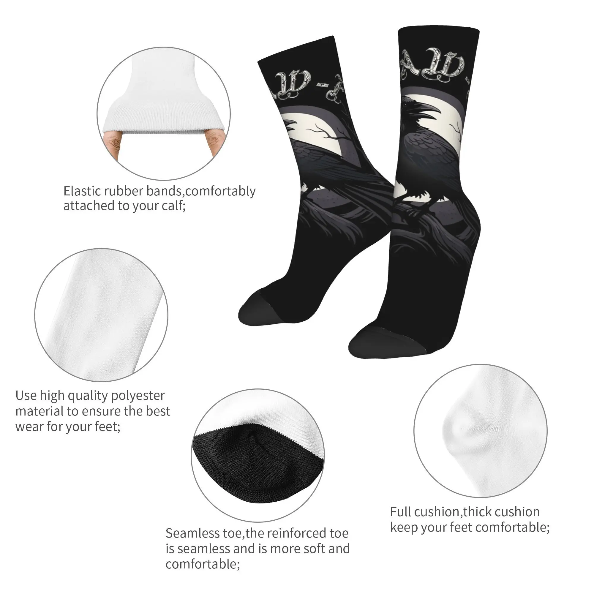 Winter Warm Harajuku Women Men Black Crow F Caw F Socks F-Caw-F Bird Non-slip Basketball Socks