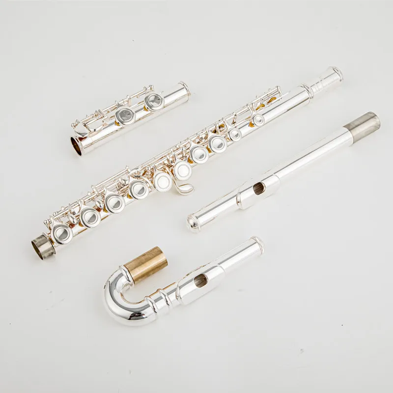 Pearl Quantz PF 505EU Flute High Quality Silver Plated 16 Keys Flute Open Hole E-Mech Flute Musical Instrument