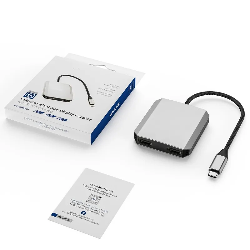 4K@60Hz 3-In-1 HDMI-Compatible with 87W Power Delivery Dual Monitors Video Adapter