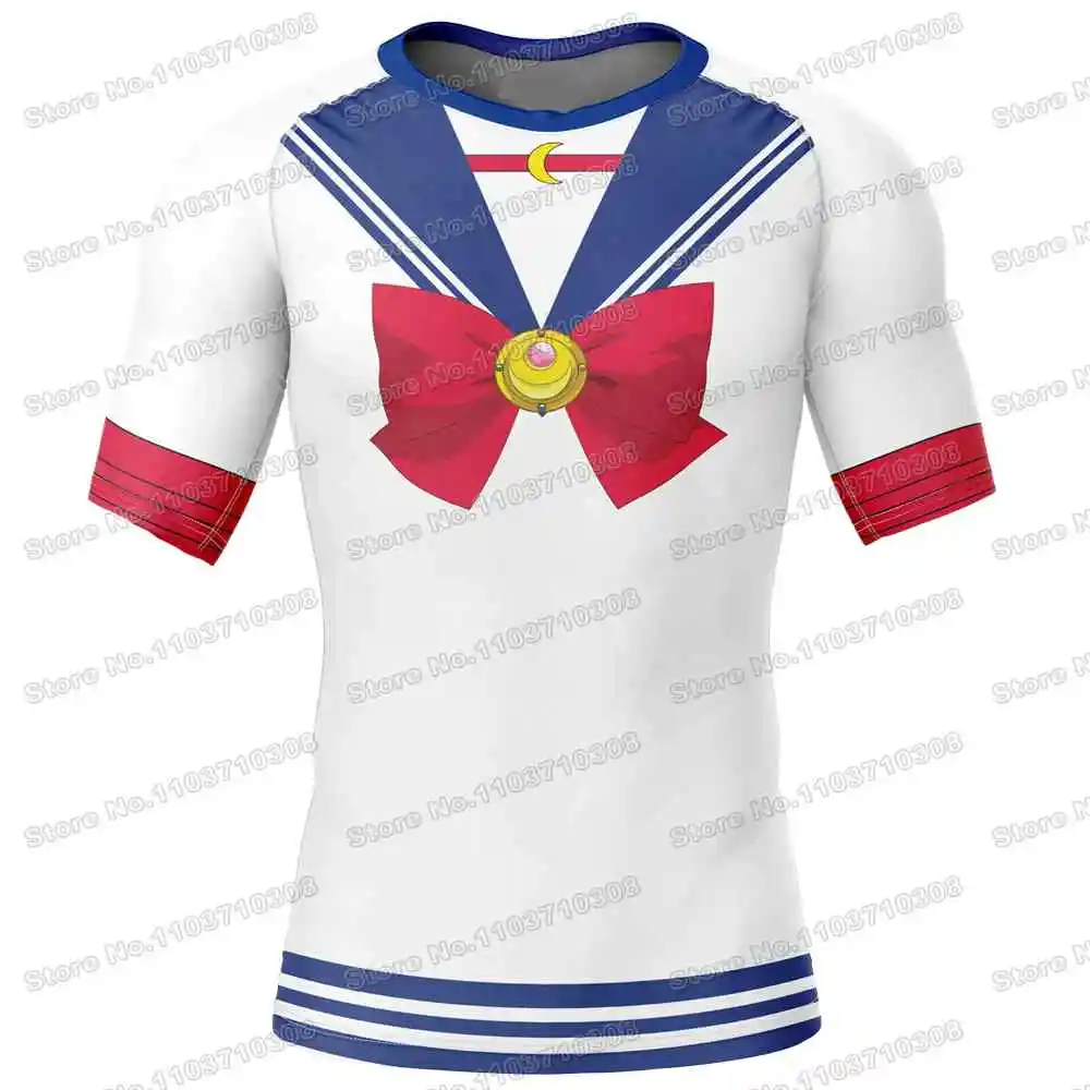 Sailor Moon Anime Rash Guards Surfing Jersey Beach Shirts Swimwear Diving Gym Shorts MMA BJJ Men Jiu Jitsu Fitness Sets