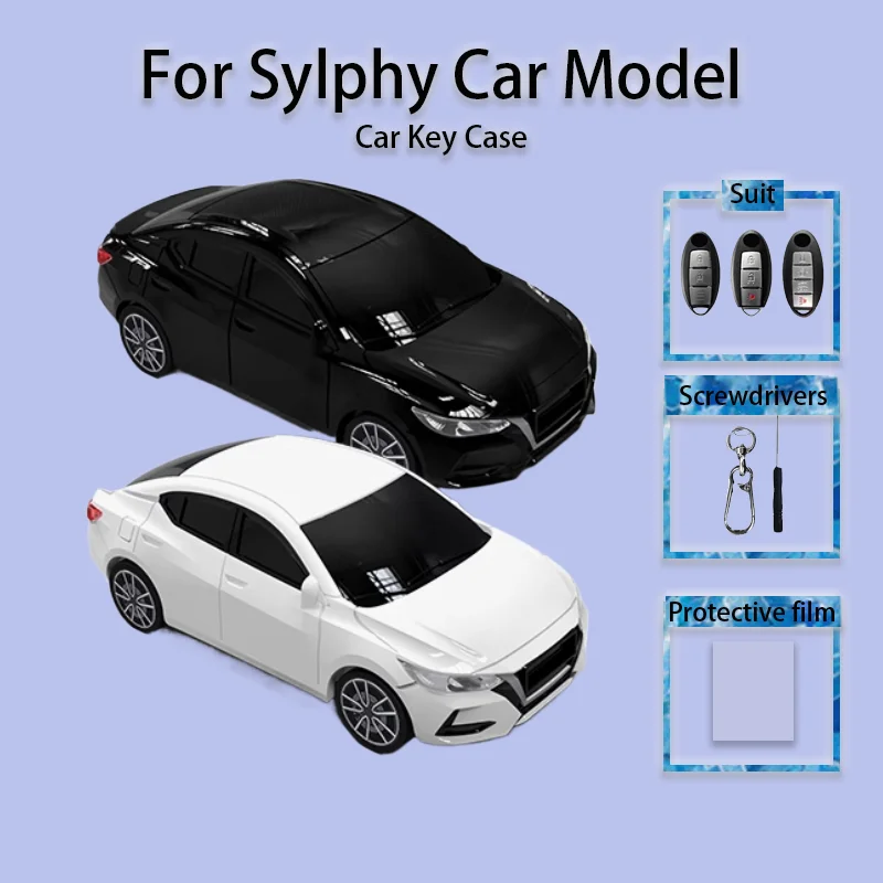 For Nissan Sylphy Key Case Cover Car Model Remote Control Protective Key Holder Chain Creative Buckle Surprise Gift Accessories