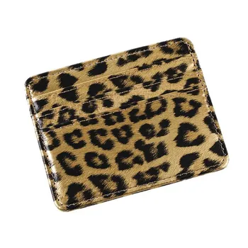 Classics Leopard Print PU Leather Card Wallet Fashoin Bus Id Business Coin Money Thin Card Holder for Men & Women 6