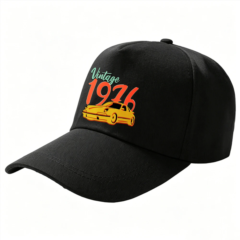 Vintage 1976 Classic Sports Car Graphic Baseball Cap Cotton Dad Hat Retro Automobile Lovers Birthday Gift Casual Driving Sun Hat